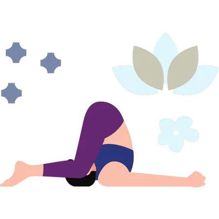 Fille faisant une pose de yoga  Illustration