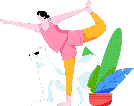 Fille faisant une pose de yoga  Illustration