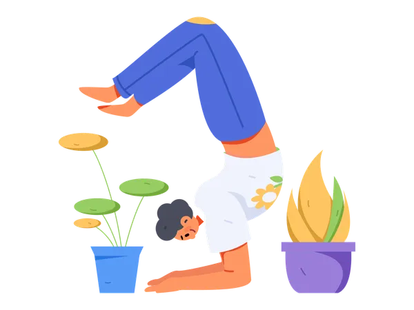 Fille faisant une pose de yoga  Illustration