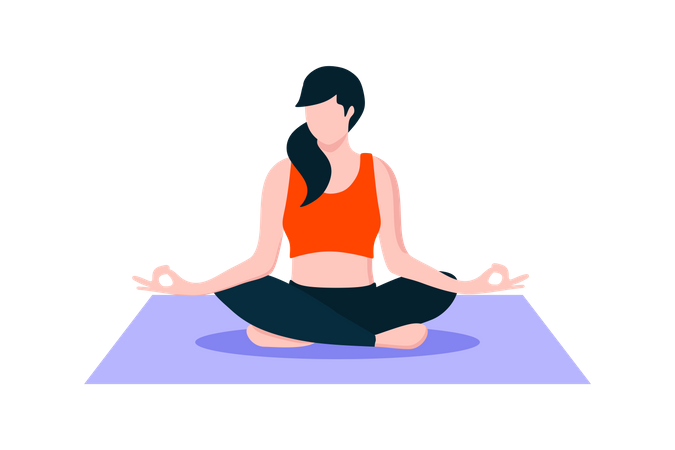 Fille faisant une pose de yoga  Illustration