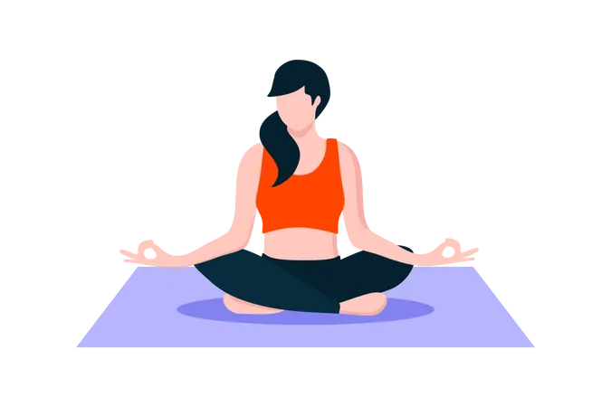 Fille faisant une pose de yoga  Illustration