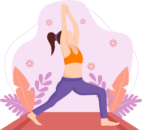 Fille faisant une pose de yoga  Illustration