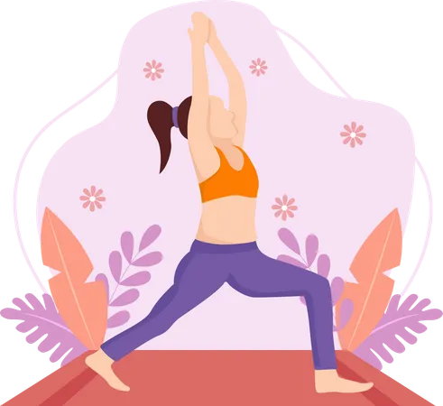 Fille faisant une pose de yoga  Illustration