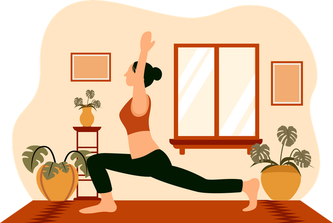 Fille faisant une pose de yoga  Illustration