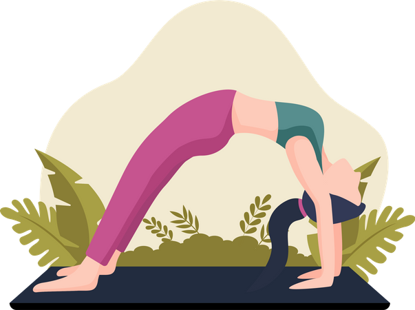 Fille faisant une pose de yoga  Illustration