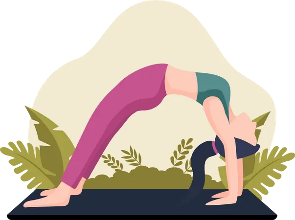 Fille faisant une pose de yoga  Illustration