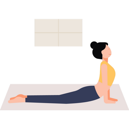 Fille faisant une pose de yoga  Illustration