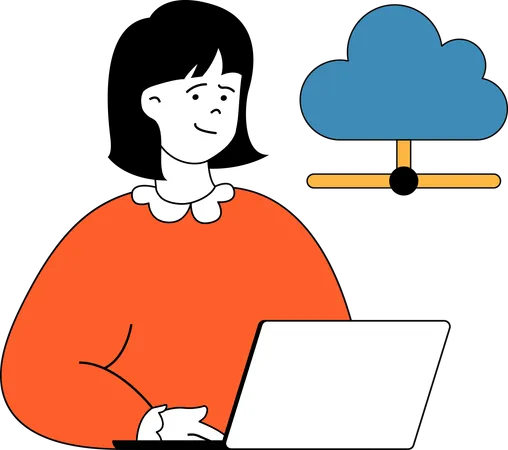 La fille fait les paramètres du cloud  Illustration