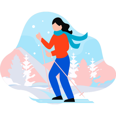 La fille fait du patinage sur glace  Illustration