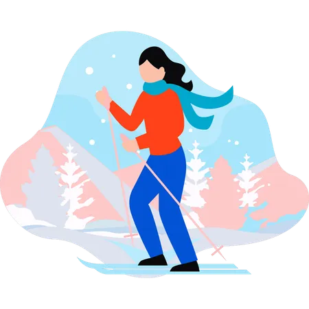 La fille fait du patinage sur glace  Illustration