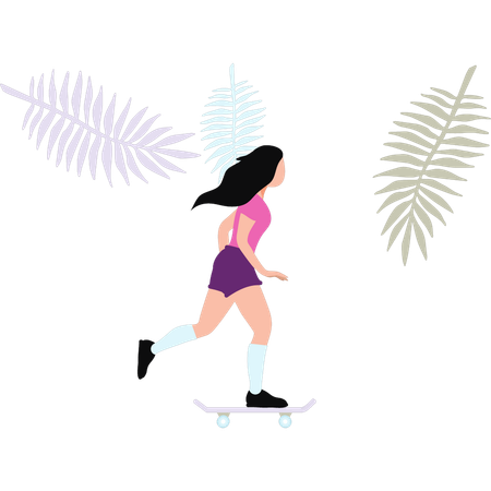 La fille fait du patinage  Illustration