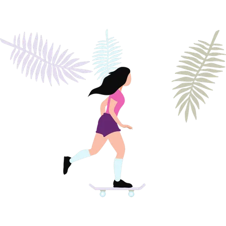 La fille fait du patinage  Illustration