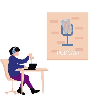 La fille fait un podcast  Illustration