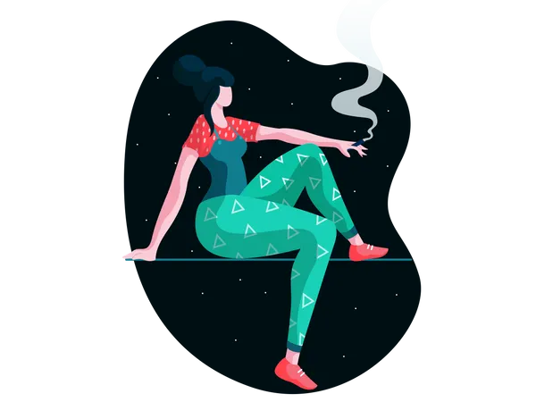 Fille qui fume  Illustration