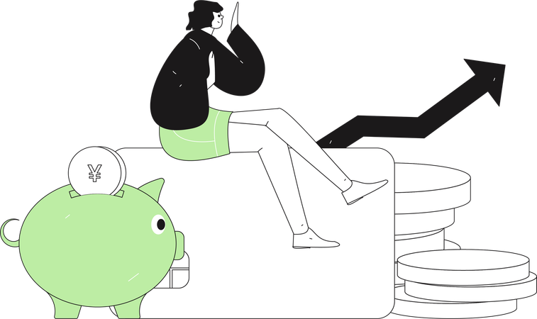 Fille obtenant un profit d'argent  Illustration