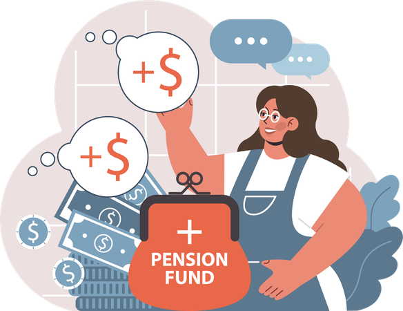 Fille recevant un fonds de pension  Illustration