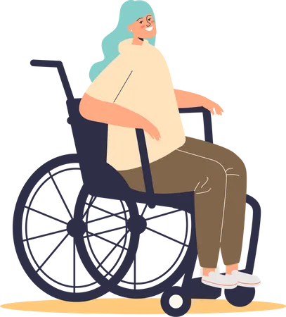Fille handicapée en fauteuil roulant  Illustration