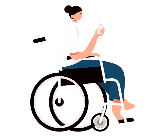 Fille handicapée utilisant un mobile  Illustration