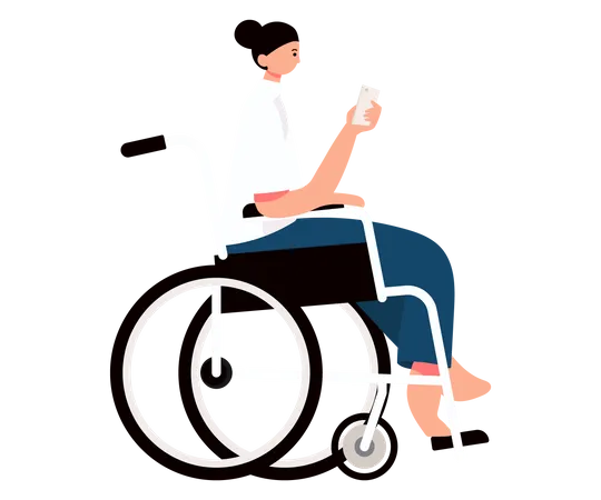 Fille handicapée utilisant un mobile  Illustration