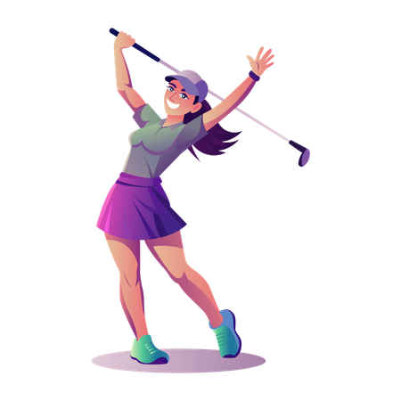 Fille heureuse au golf  Illustration