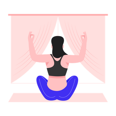 Fille heureuse faisant du yoga  Illustration