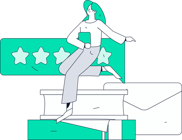 Fille heureuse lisant un livre  Illustration