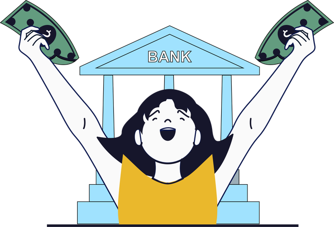 Fille heureuse pour le profit financier  Illustration