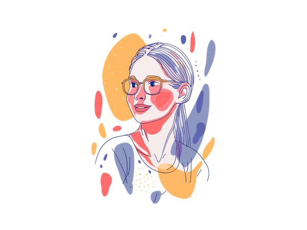 Fille intelligente portant des lunettes  Illustration