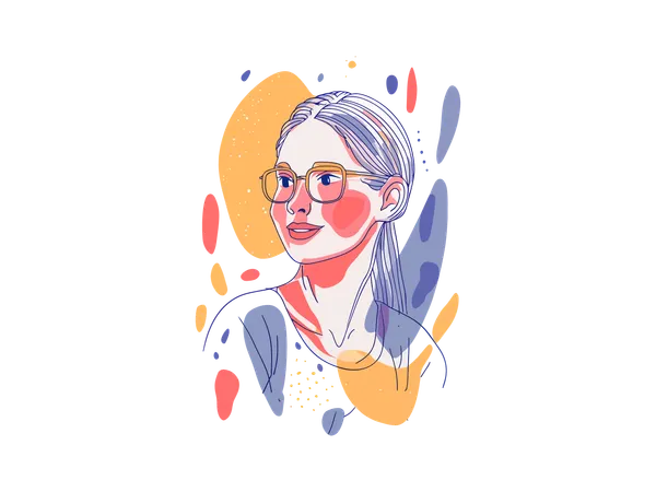 Fille intelligente portant des lunettes  Illustration