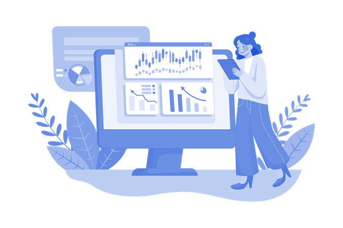 Fille investissant dans des actions  Illustration