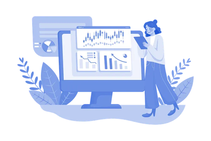 Fille investissant dans des actions  Illustration