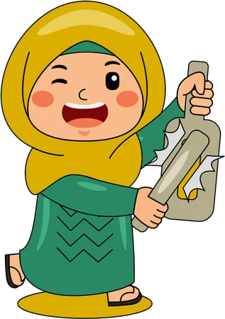 Fille musulmane participant à un rituel islamique  Illustration
