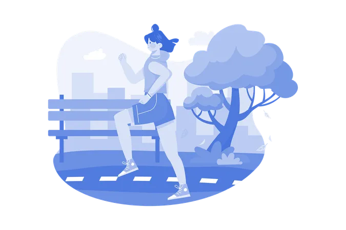 Fille faisant du jogging dans le parc  Illustration