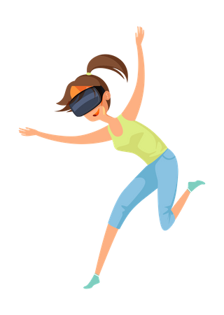 Fille jouant à un jeu de réalité virtuelle  Illustration