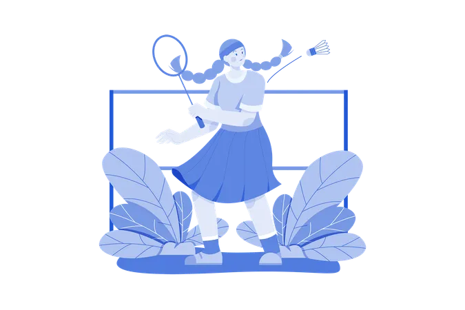 Fille jouant au badminton  Illustration