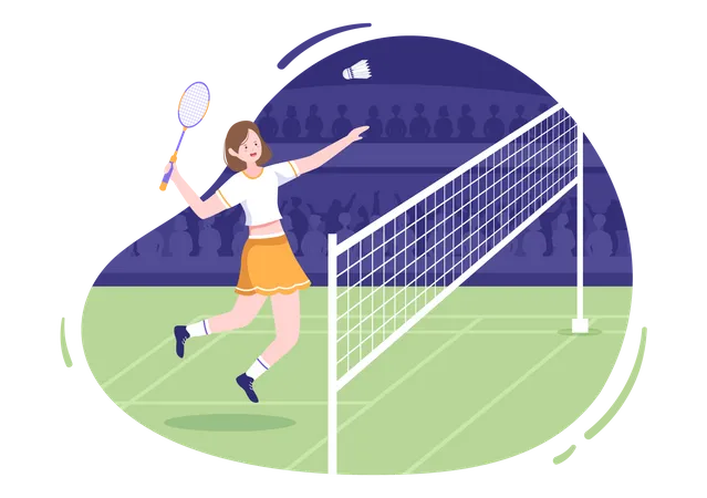 Fille jouant au badminton  Illustration