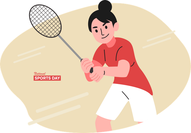 Fille jouant au badminton  Illustration