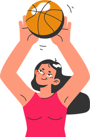 Fille jouant au basket-ball  Illustration