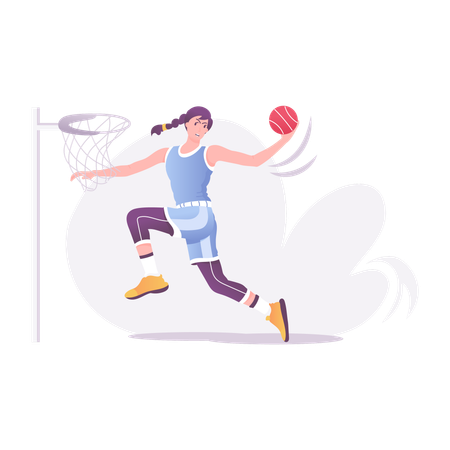 Fille jouant au basket  Illustration