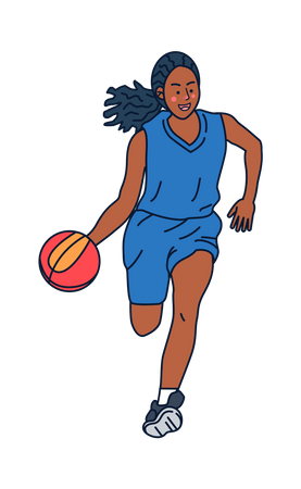 Fille jouant au basket  Illustration