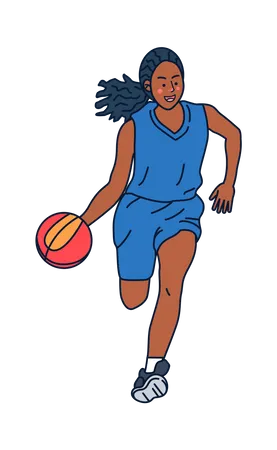 Fille jouant au basket  Illustration