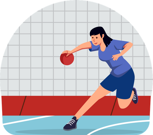 Fille jouant au basket  Illustration