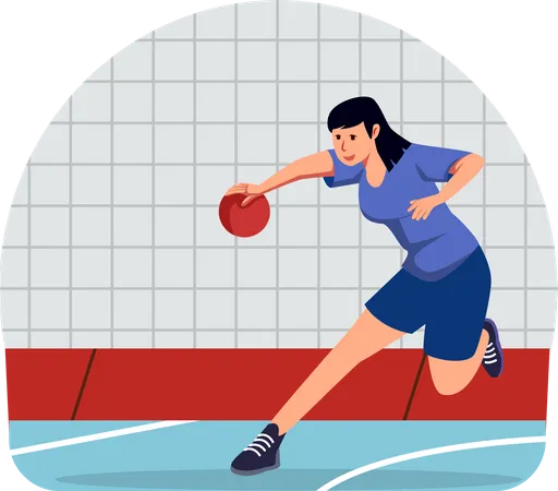 Fille jouant au basket  Illustration