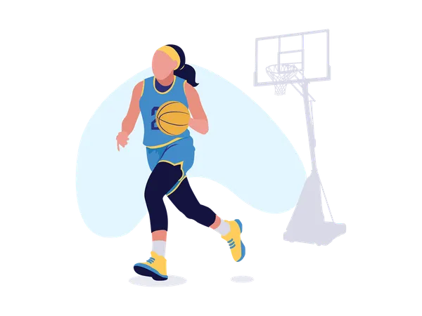 Fille jouant au basket  Illustration
