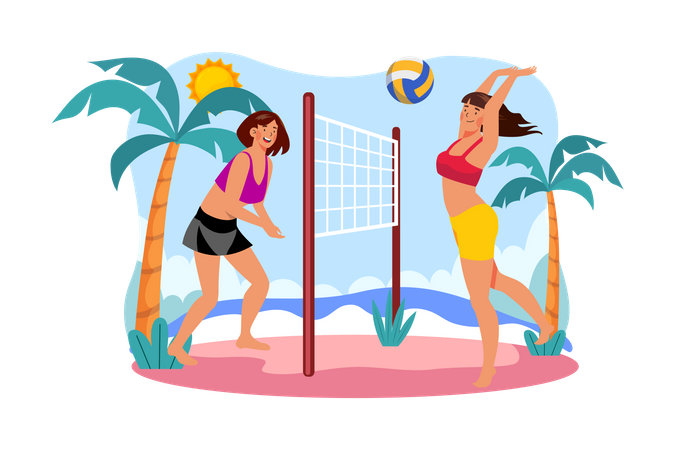 Fille jouant au beach-volley  Illustration