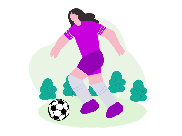 Fille jouant au football  Illustration