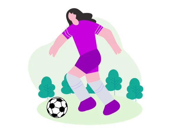 Fille jouant au football  Illustration