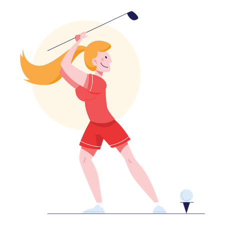 Fille jouant au golf  Illustration