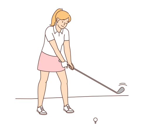 Fille jouant au golf  Illustration