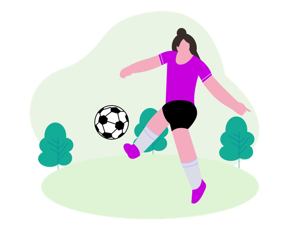 Fille jouant au football  Illustration